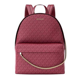 New Michael Kors Slater Large Signature Logo Backpack Cherry